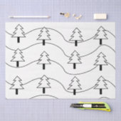 白黒の波形のクリスマスツリーストライプパターン 薄葉紙 (クラフト)