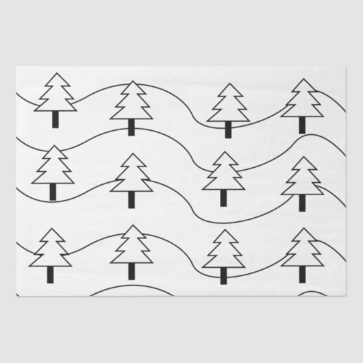 白黒の波形のクリスマスツリーストライプパターン 薄葉紙 (正面)