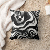 白黒の波打ちアート クッション (ブランケット)