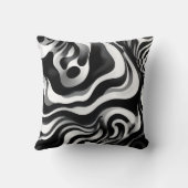 白黒の波打ちアート クッション (裏面)