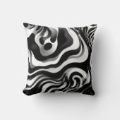 白黒の波打ちアート クッション (正面)