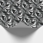 白黒の波打ちアート ラッピングペーパー (角)