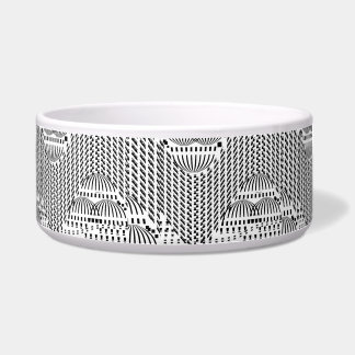 白黒の波打ち犬ペット ボウル