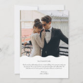 白黒の波状の写真Wノート結婚の サンキューカード (裏面)