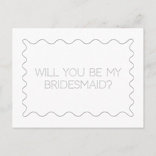 白黒の波状の花嫁プロポーザルのカード 案内ポストカード (正面)