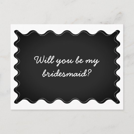 白黒の波状の花嫁プロポーザルのカード 案内ポストカード (正面)