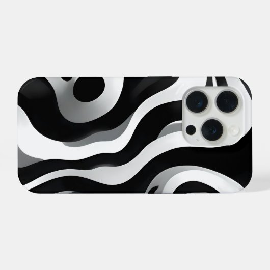 白黒の波状オプ・アート, iPhoneケース (裏面横)
