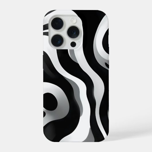 白黒の波状オプ・アート, iPhoneケース (裏面)