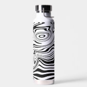 白黒の波状ストライプの水瓶 ウォーターボトル (左面)