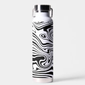 白黒の波状ストライプの水瓶 ウォーターボトル (正面)