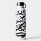 白黒の波状ストライプの水瓶 ウォーターボトル (背面)