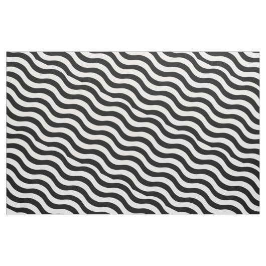 白黒の波状ストライプ ファブリック (ヤード)