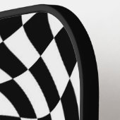 白黒の波状チェッカーボード ピックルボールラケット (左詳細)