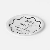 白黒の波状レトロ縁どブライダルシャワー ペーパープレート (アングル)