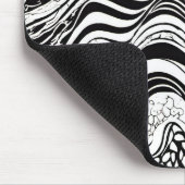 白黒の波状抽象芸術 マウスパッド (コーナー)