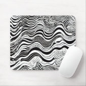 白黒の波状抽象芸術 マウスパッド (マウス)
