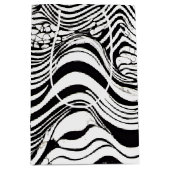 白黒の波状抽象芸術 ミディアムペーパーバッグ (正面)