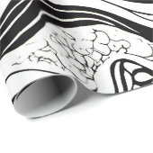 白黒の波状抽象芸術 ラッピングペーパー (ロールコーナー)