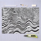 白黒の波状抽象芸術 薄葉紙 (クラフト)