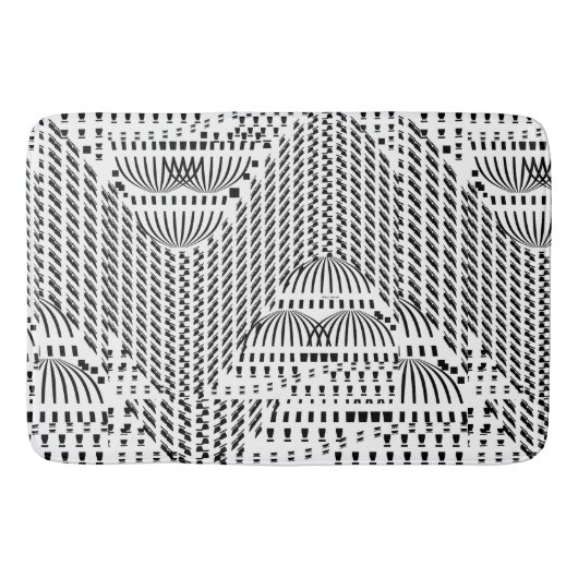 白黒の波状 バスマット (正面)