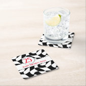 白黒の波状、市松模様に紙プレート スクエアペーパーコースター (インサイチュ)