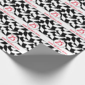 白黒の波状、市松模様に紙プレート ラッピングペーパー (角)