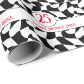 白黒の波状、市松模様に紙プレート ラッピングペーパー (ロールコーナー)