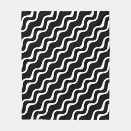 白黒の波紋パタストライプのーンの逃げ出し フリースブランケット