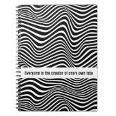 白黒の波線を含むオペアートパターン ノートブック (正面)
