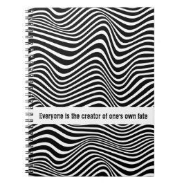 白黒の波線を含むオペアートパターン ノートブック