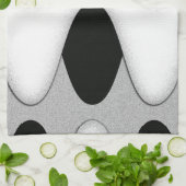 白黒の波 キッチンタオル (折り畳み)