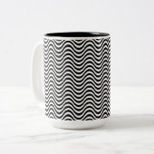 白黒の波 ツートーンマグカップ (正面左)