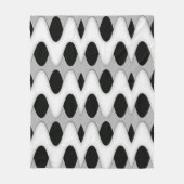 白黒の波 フリースブランケット (正面)