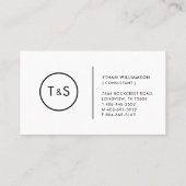 白黒の洗練されたモノグラミニマルム 名刺 (裏面)