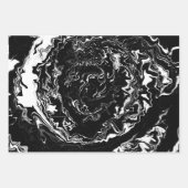 白黒の流体アートモダン抽象芸術 ラッピングペーパーシート (正面3)