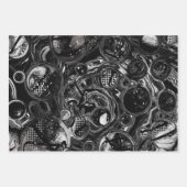 白黒の流体アートモダン抽象芸術 ラッピングペーパーシート (正面)