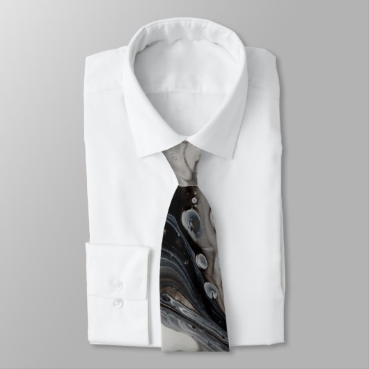 白黒の流動大理石の液体の抽象美術 ネクタイ (タイ)