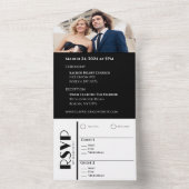 白黒の浮気結婚のリングや輪 – すべて一つで オールインワン招待状 (内側)