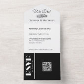 白黒の浮気結婚のリングや輪- オールインワン招待状 (内側)