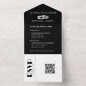 白黒の浮気結婚のリングや輪- オールインワン招待状 (内側)