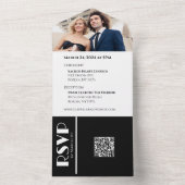 白黒の浮気結婚のリングや輪- オールインワン招待状 (内側)