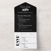 白黒の浮気結婚のリングや輪- オールインワン招待状 (内側)