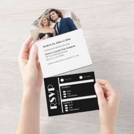 白黒の浮気結婚のリングや輪 – 写真 –  オールインワン招待状