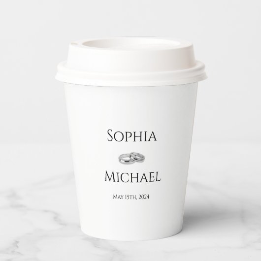 白黒の浮気結婚のリングや輪- 紙コップ (裏面)