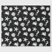 白黒の海の生物 ラッピングペーパー (フラット)
