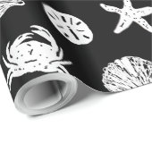 白黒の海の生物 ラッピングペーパー (ロールコーナー)
