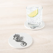 白黒の海の馬 – タトゥーアート コースター (側面)