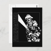 白黒の消防士 ポストカード (正面/裏面)