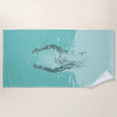 白黒の淡水グランジ撒き ビーチタオル (正面)