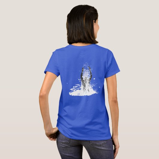 白黒の淡水グランジ撒き Tシャツ (裏面フル)